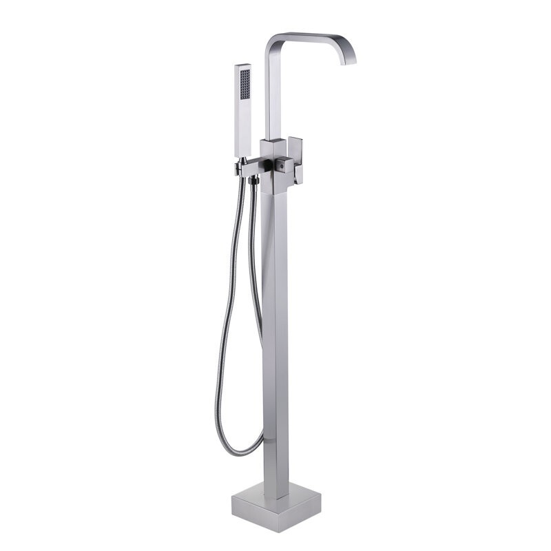 Floor Mounted Freestanding Tub Filler with Diverter and Handshower
