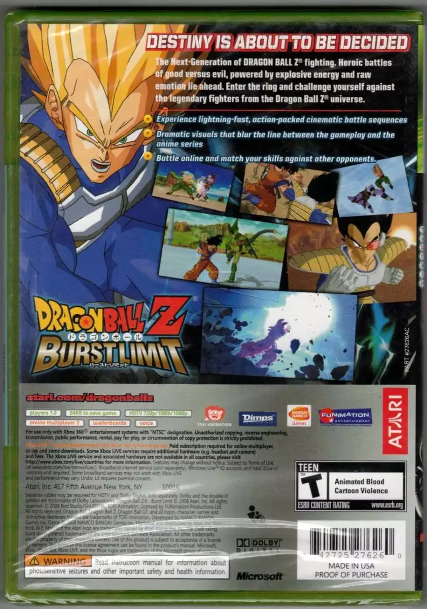 Dragonball Z: Burst Limit Xbox 360, (Brand New Factory Sealed Us Version)  742725276260 | Ebay