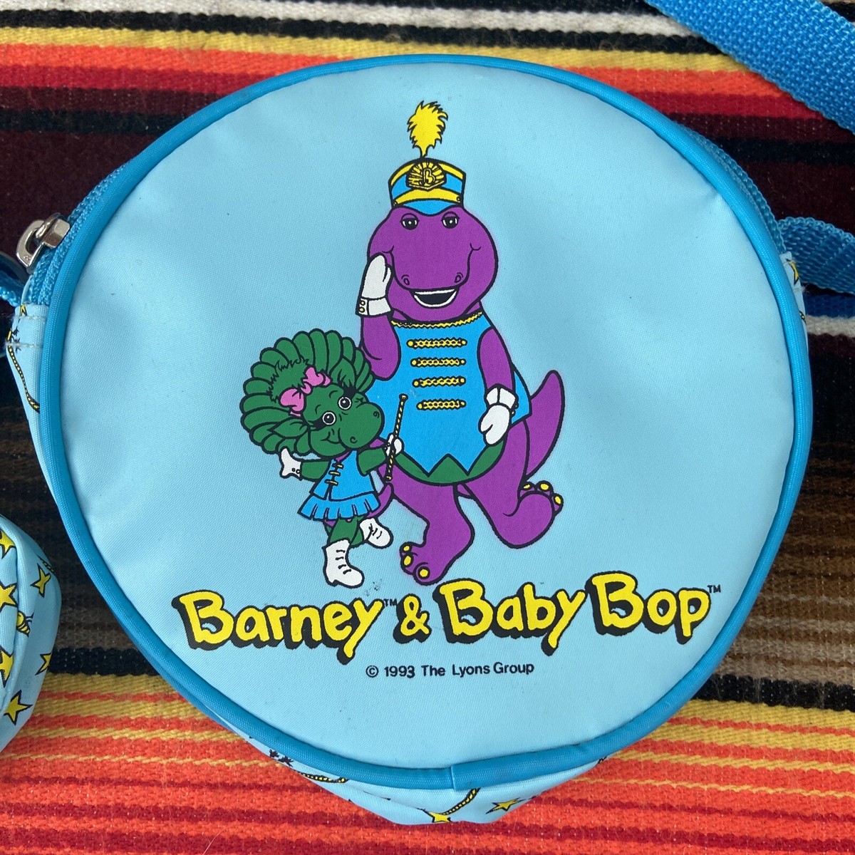 Vintage 1993 Barney Baby Bop Small Bag Coin Purse Purple Dinosaur