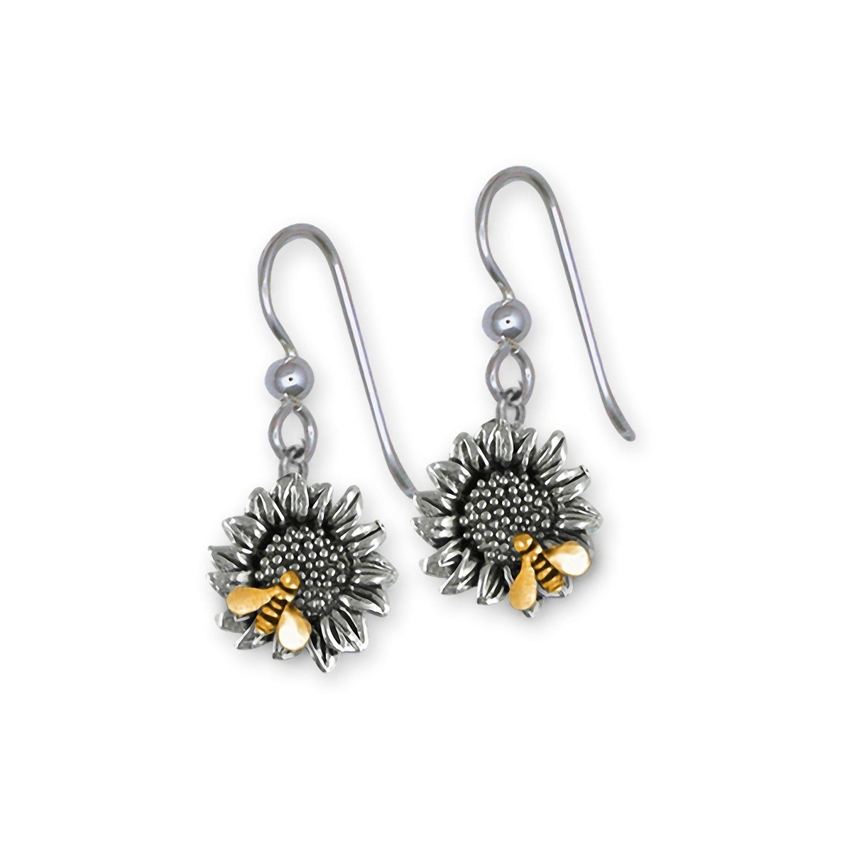 Sunflower Jewelry Sterling Silver Handmade Sunflower With Bee