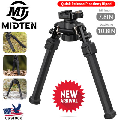 7.8-10.6'' Quick Release Rifle Bipod for Hunting 360° Swivel Tilt Picatinny Bipod