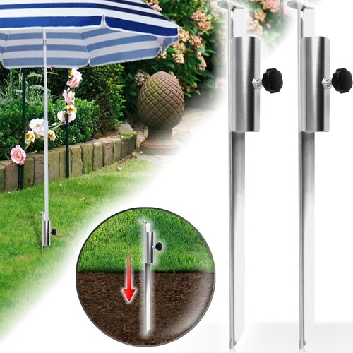 2 Sonnenschirmhalter 50cm Metall Erdspieß Sonnenschirm Ständer Garten