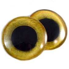 Pair Yellow Owl Inspired Glass Eyes Jewelry Dolls Taxidermy Flatback Cabochons