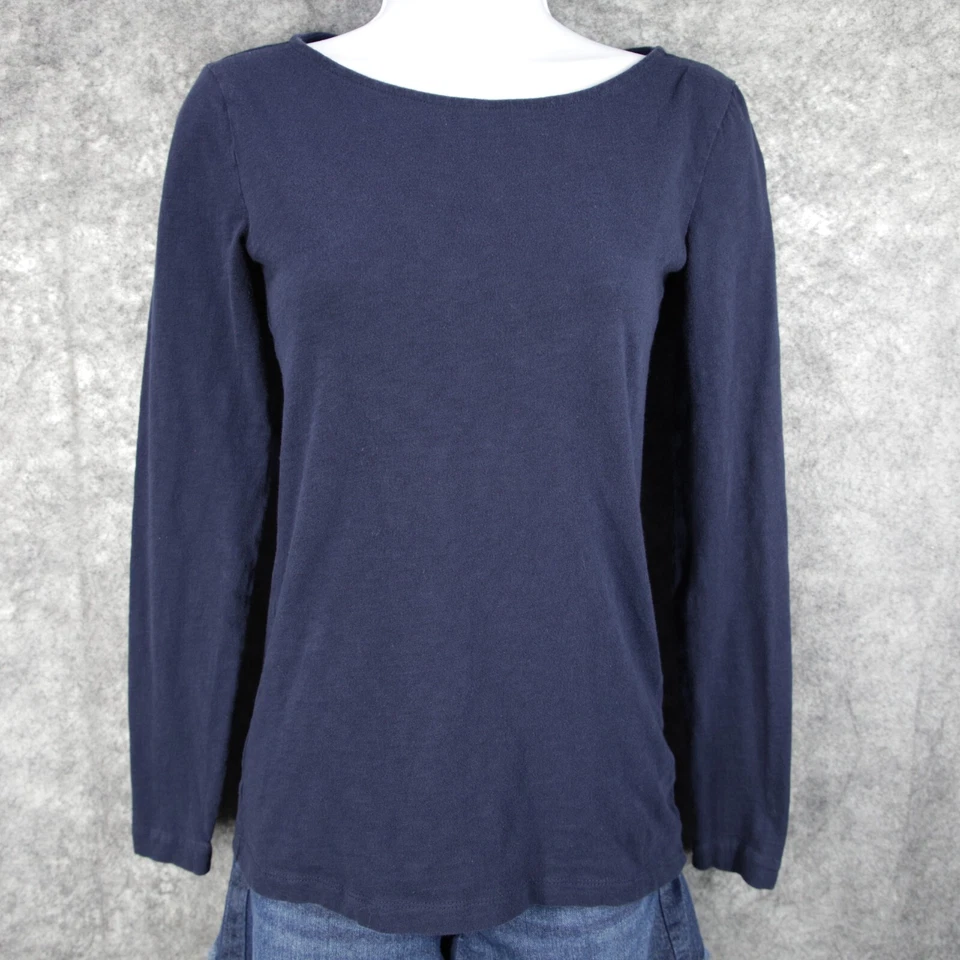 J Crew Shirt Women XXS Dark Blue Artist T All Cotton Bateau Slub Minimalist Tee - Image 2 of 4