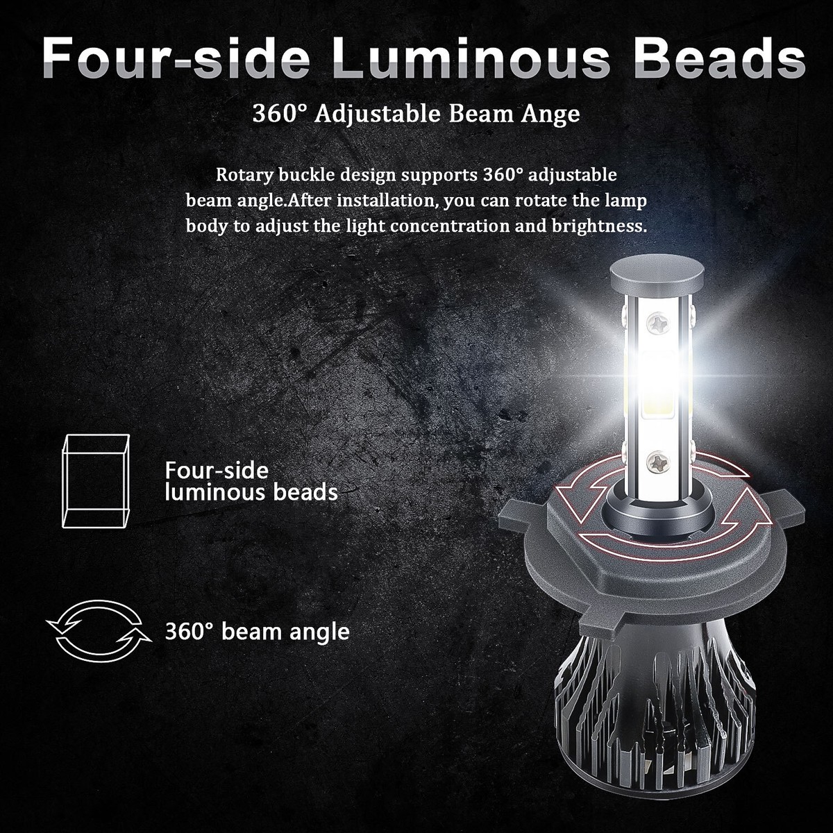 1x 9003 H4 LED Bulb For Kawasaki KLR650 1987-2007 – 5000lm, 6000K, Super Bright Headlight