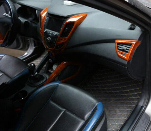 Juego completo de cubierta de decoración interior de coche para Hyundai Veloster 2011-2016 madera grano Foto 4 de 4
