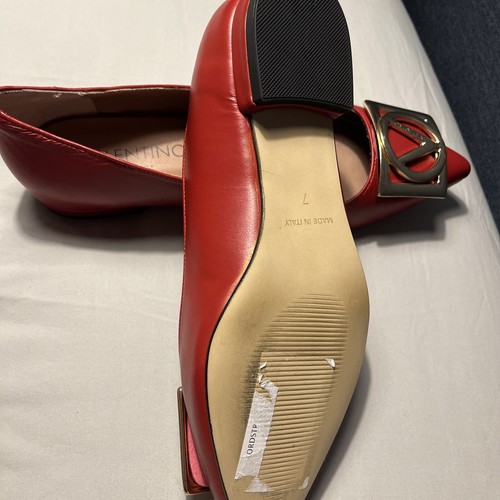 VALENTINO RED MONOGRAM FLAT RED LEATHER SHOES SIZE 7 NEW WITH DUST BAG SHIPPING - Picture 5 of 6