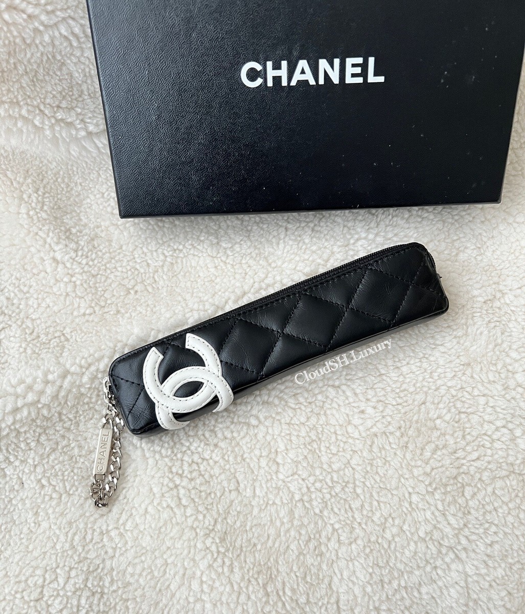 Auth Chanel Cambon CC Logo Black Pencil Case | eBay