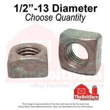 1/2"-13 Grade 2 Steel Square Nuts Galvanized Coarse Thread (Pick Quantity)