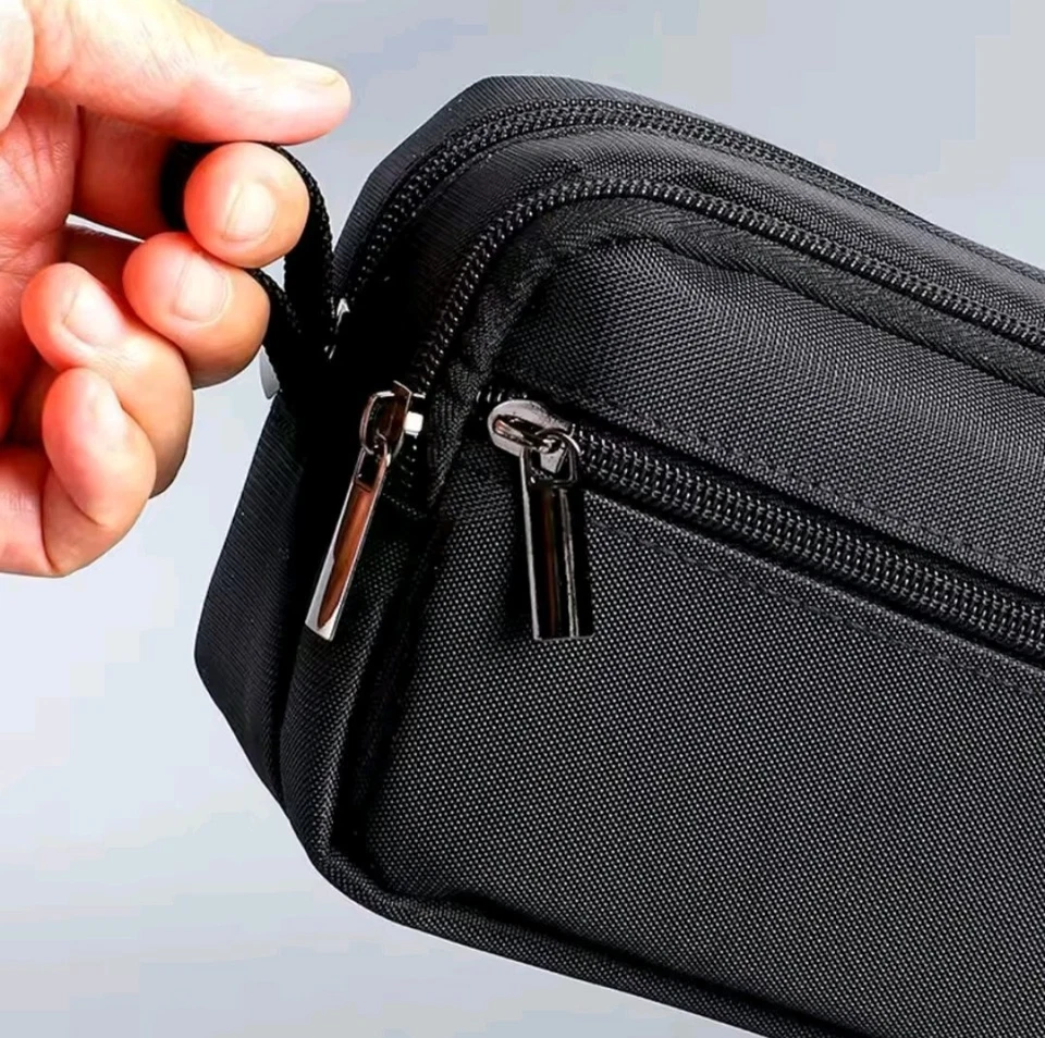 portátil de tres capas de gran capacidad bolsa de lápices niño lona estuche escuela oficina Foto 4 de 4