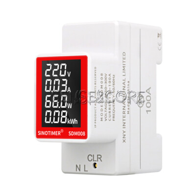 SDM008 Rail Type Multi-function Digital LCD Power Energy Voltage Current Meter-