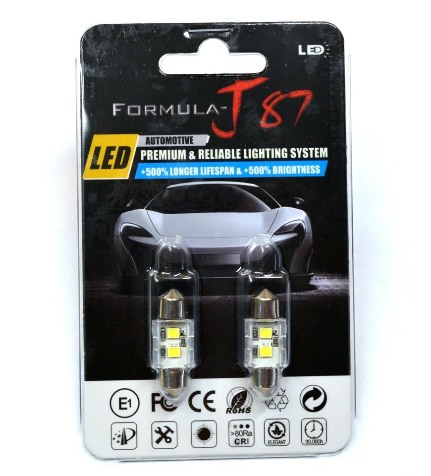 Luz LED 5W CANbus 28-29MM branca 6000K duas lâmpadas cúpula interior estoque de substituição - Imagem 2 de 4