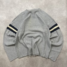Abercrombie & Fitch Jumper Mens XL Striped Chunky Knit Pullover Sweater Grey