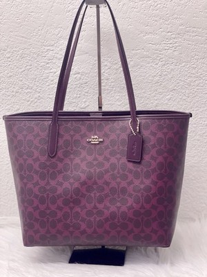 NWT COACH City Tote Bag Signature Canvas & Leather in Black