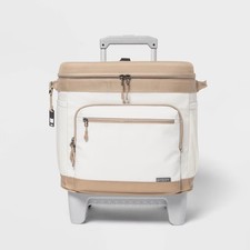 Soft Sided 26qt Roller Cooler Tan - Embark: Rolling Cooler with Retractable