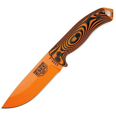 ESEE Model 5 3D, Messer mit 1095HC Klinge in orange, G10 Griff, Scheide + Clip