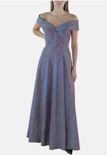 Xscape $299 Glitter Off the Shoulder Full Length Gown 10 Shimmer Lavender Formal