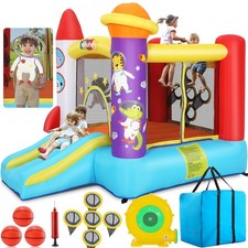 Whubefy Inflatable Bounce House for Kids 3-6 Space Rocket-Themed Bouncy Castle w