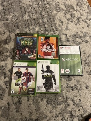 Xbox And Xbox 360 Lot Poker, Call Of Duty, Fifa And Madden