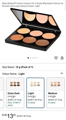 Sleek MakeUP Cream Contour Kit, 6 Easily Blendable Colours for Smooth and Long