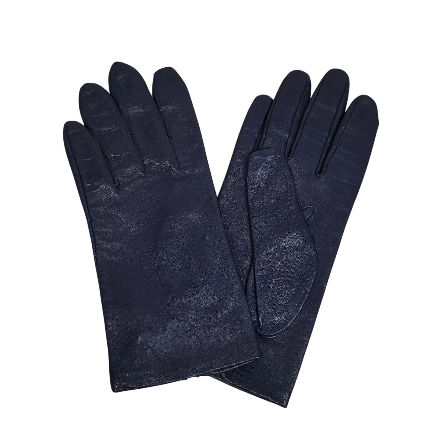 Vintage Fownes Womens Genuine Blue Leather Gloves Sz 7.5 Antron Lined NWOT