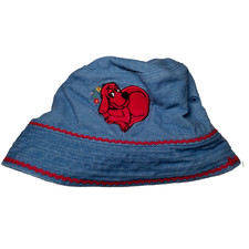 Vintage Clifford The Big Red Dog Bucket Hat Blue Chambray Denim Embroidered Kids