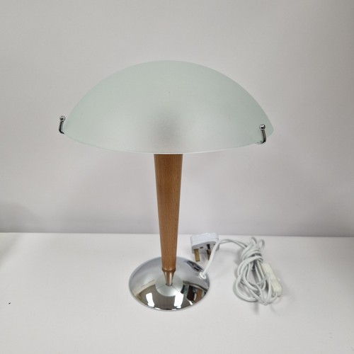 Lampada vintage Ikea KVINTOL legno faggio vetro cromato art deco fungo lampada da tavolo - Foto 4 di 14
