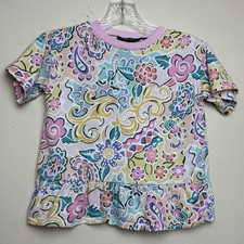 VTG 90s Girls White Multicolored Floral Paisley Children  s Place Peplum T Shirt