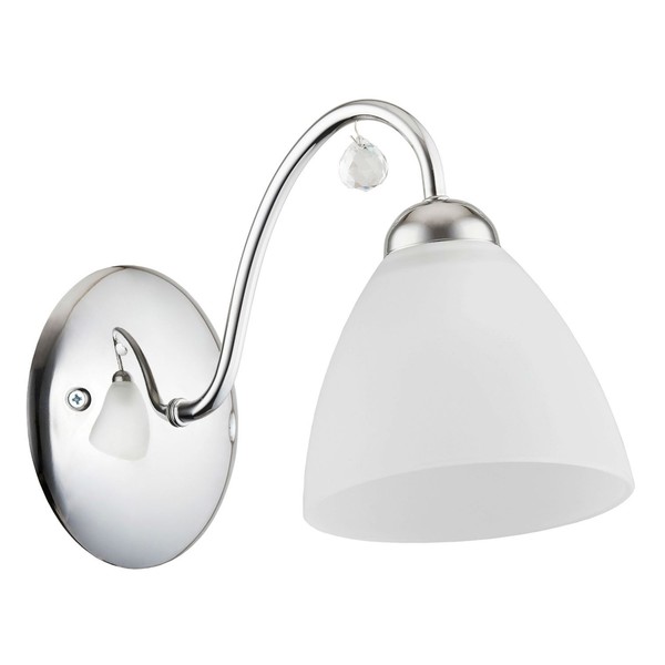 Wandlampe Wohnzimmer Bad Glas Weiß Chrom Modern Arm E27 B:13 Cm Wandleuchte Flur-image