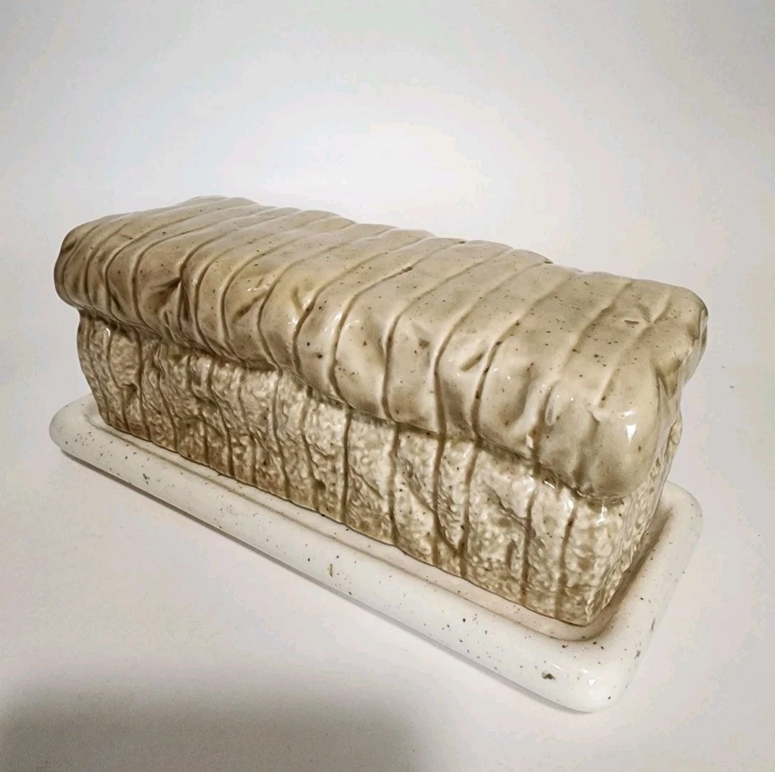 Ceramic Butter Dish Shaped Loaf Of Bread