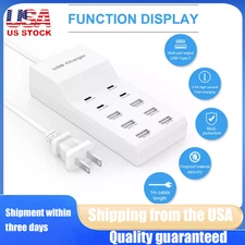 10-Port Multi USB C Fast Charging Adapter For iPhone C Charger Station Wall Type