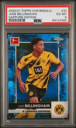 2020 TOPPS CHROME BUNDESLIGA SAPPHIRE #31 JUDE BELLINGHAM ROOKIE RC PSA 6