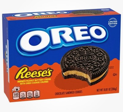 1 Box Limited Edition Reeses & Oreo Peanut Creme Sandwich Cookies 10.81oz Cookie