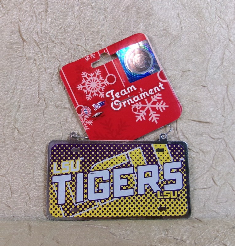 Louisiana State University License Plate Metal Ornament LSU Tigers - SEE DETAILS
