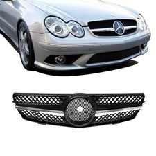 Mercedes CLK C209 W209 K&uuml;hlergrill Front Grill Schwarz Glanz Chrom Waben 05-10