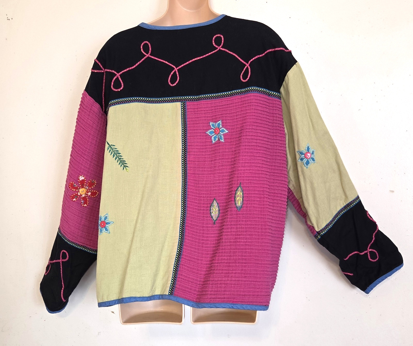 Sara Studio Plus Patchwork Jacket Top 1X Linen Bl… - image 10