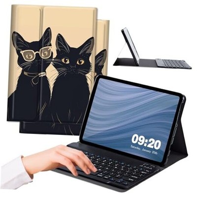 for Amazon Fire Max 11 Keyboard Case, Fire Max 11 11'' Cute Black Cat Couple