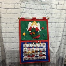 Vintage Advent Christmas Ornaments Calendar Fabric Craft 24 Boxes Complete Angel