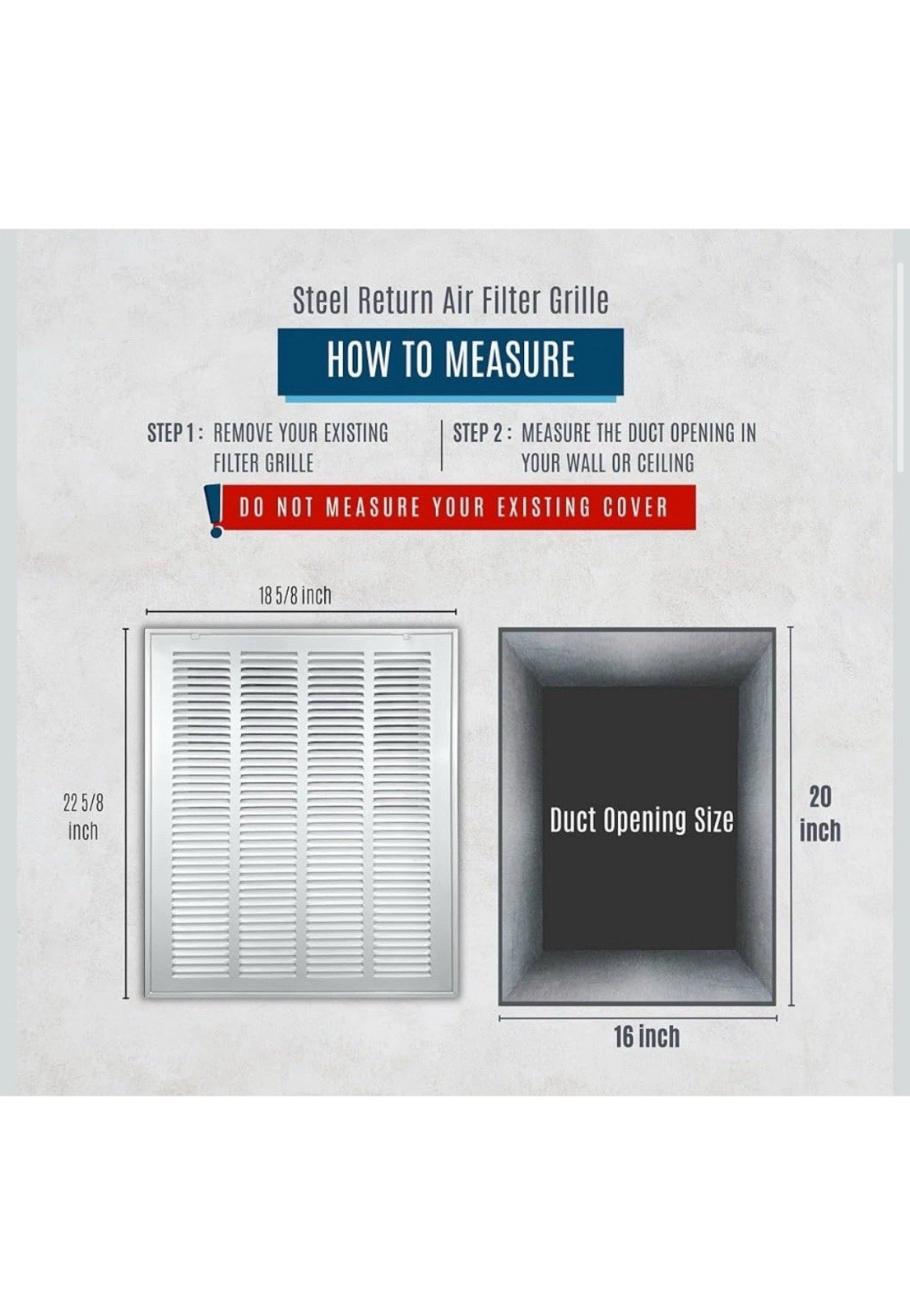 Handua 16x20 Duct Opening Steel Return Air  1” Filter Grille White