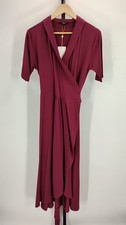 Quince Women Tencel Jersey Midi Wrap Dress Wine Basic Sleeved L