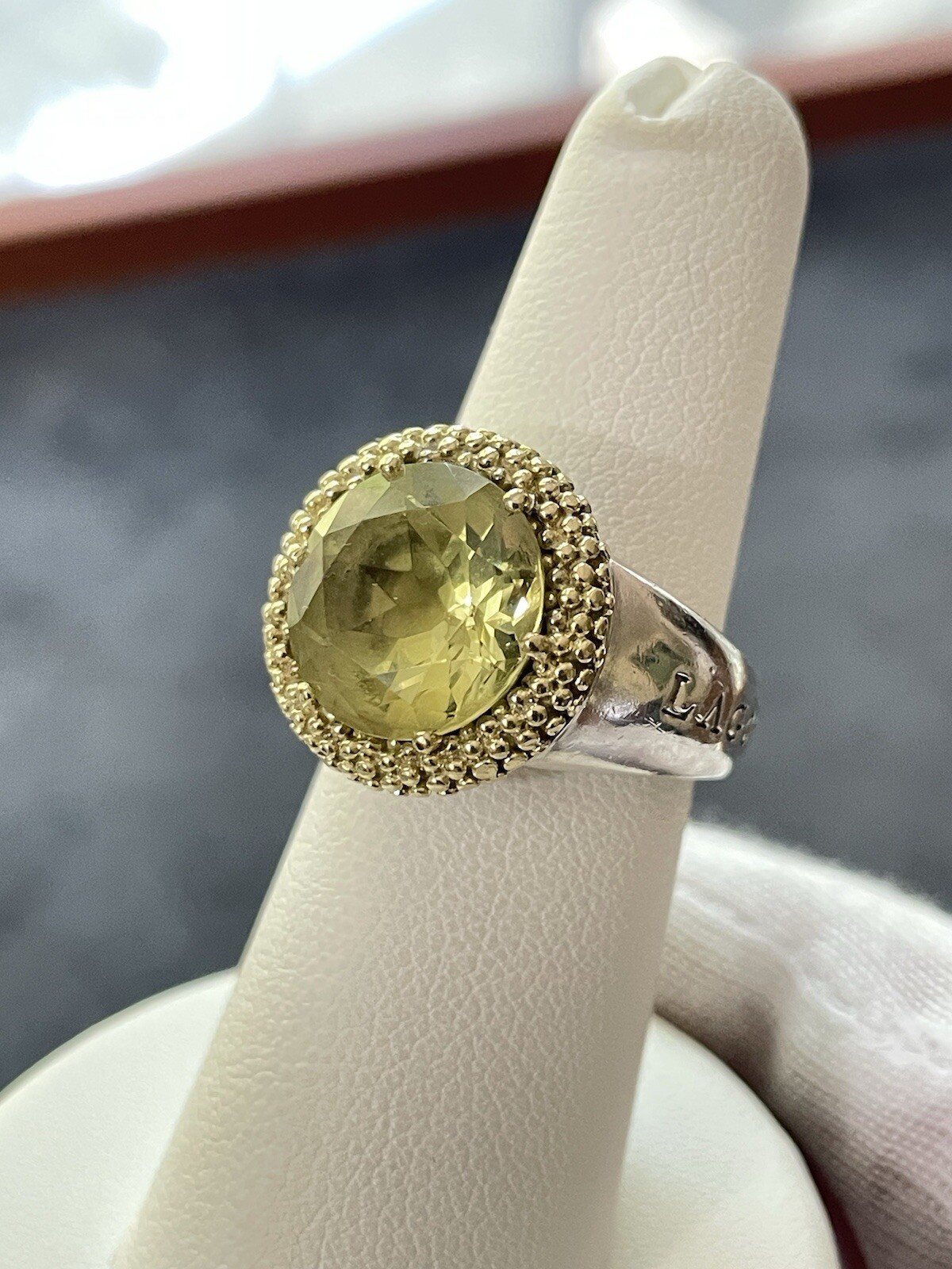 Anillo de cóctel Lagos caviar oro 925 y 18k limón citrino 6