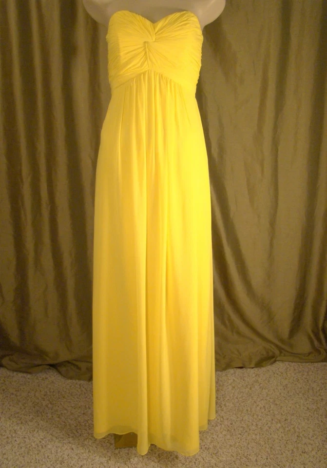 Vestido de graduación After Six sin tirantes Empire Citrus talla 8 para damas de honor 6694 Foto 3 de 4