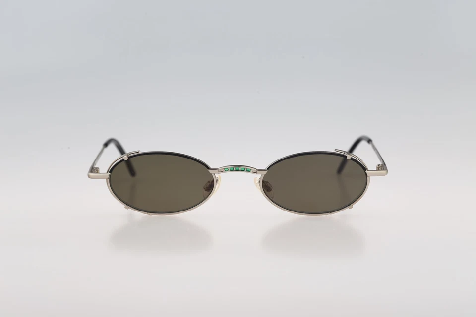 Robert Rudger 2090 010 K9, 90s Plata y Negro Gafas de sol Ovaladas Hombre y Mujer, Nuevo de Lote Antiguo Foto 3 de 4