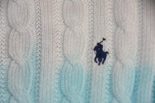 NEW Polo Ralph Lauren Girls Ombre Cable Knit Sweater Ocean Dye Blue White M 8 10 - Picture 8 of 11