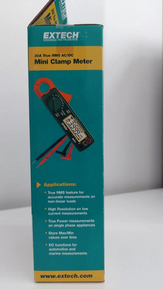 Extech True RMS Mini Clamp Meter AC/DC 30A  Green Compact Digital Current Tester - Bild 4 von 4