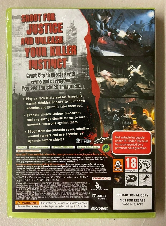 XBOX 360 Dead to Rights Retribution Game Promotional Copy SEALED - Image 2 of 2
