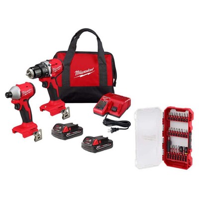 M18 18V Lith-Ion Brushless Cordless Compact Drill/Impact Combo Kit w/(2) 2.0 Ah