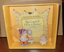 NEW IN BOX ENESCO LAND OF MILK HONEY BABY'S 1ST BIRTHDAY CERAMIC PICTURE FRAME