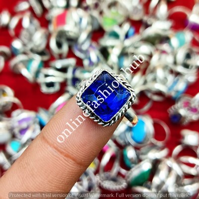 Blue Faceted Topaz Mix Gemstone 925 Sterling Silver Plated