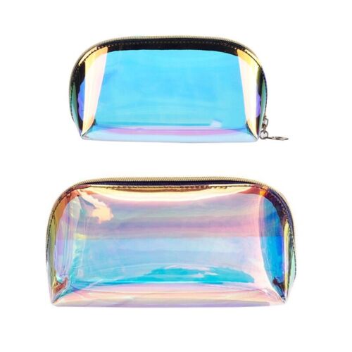 Makeup Bag Rainbow Cosmetic Pouch Clear Toilet Organizer - Picture 1 of 9